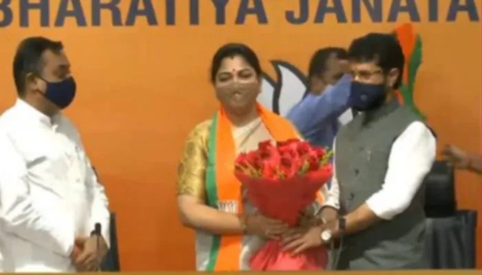 अभिनेत्री खुश्बू ने छोड़ा कांग्रेस का साथ, भाजपा में हुईं शामिल