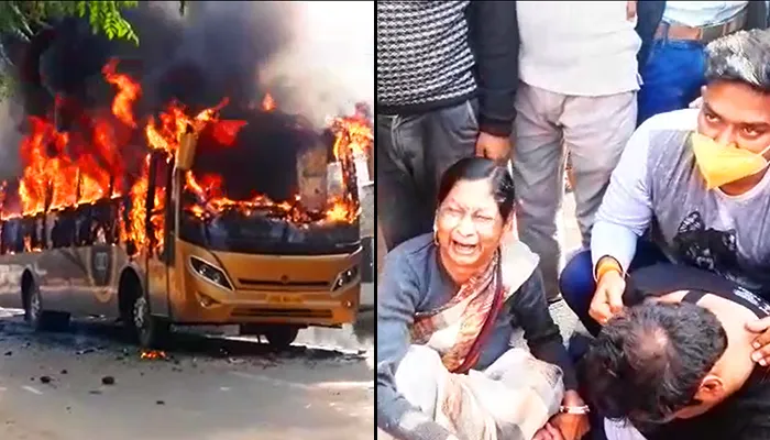 लखीमपुर-खीरी: बारातियों की बस ने छात्र को कुचला, भीड़ ने फूंकी बस