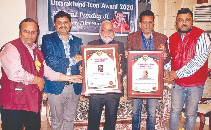 हल्द्वानी: फिल्म स्टार हेमंत और समाजसेवी हरीश को उत्तराखंड आइकॉन अवार्ड से नवाजा