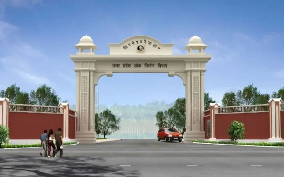 लखनऊ: लोक निर्माण विभाग मुख्यालय में बनाया जा रहा है भव्य विश्वेश्वरैया द्वार