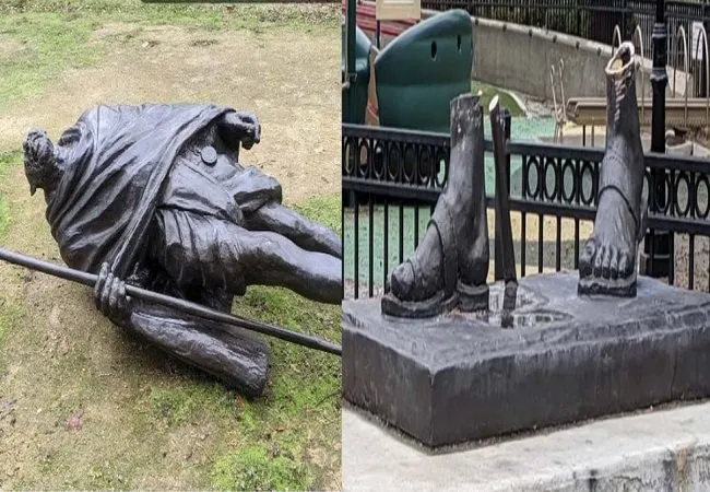महात्मा गांधी की प्रतिमा तोड़े जाने के मामले की एफबीआई से जांच कराने की मांग