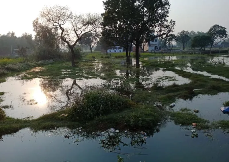 अयोध्या: किसानों की फसलों की तबाही का कारण बन रहा नाला, तालाब में तब्दील होते खेत