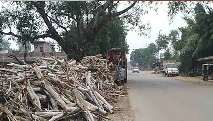 बाराबंकी: लकड़ी ठेकियों ने किया रोड पर अतिक्रमण, तहसील प्रशासन मौन