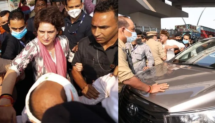 हिरासत में प्रियंका, पुलिस ने आगरा जाने से रोका, पुलिस और कांग्रेस कार्यकर्ताओं में हुई नोकझोंक