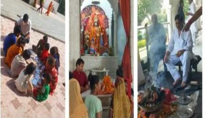 हरदोई: मंदिरों में चल रहा कन्या भोज का आयोजन, भक्तों की उमड़ी भीड़