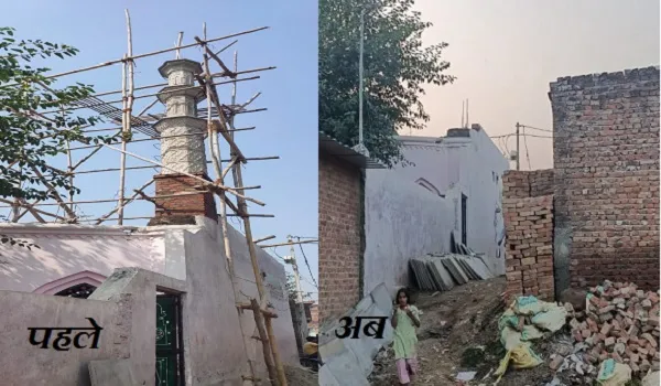 मुरादाबाद : संप्रदाय विशेष के लोगों ने खुद ही गिरा दी मीनार