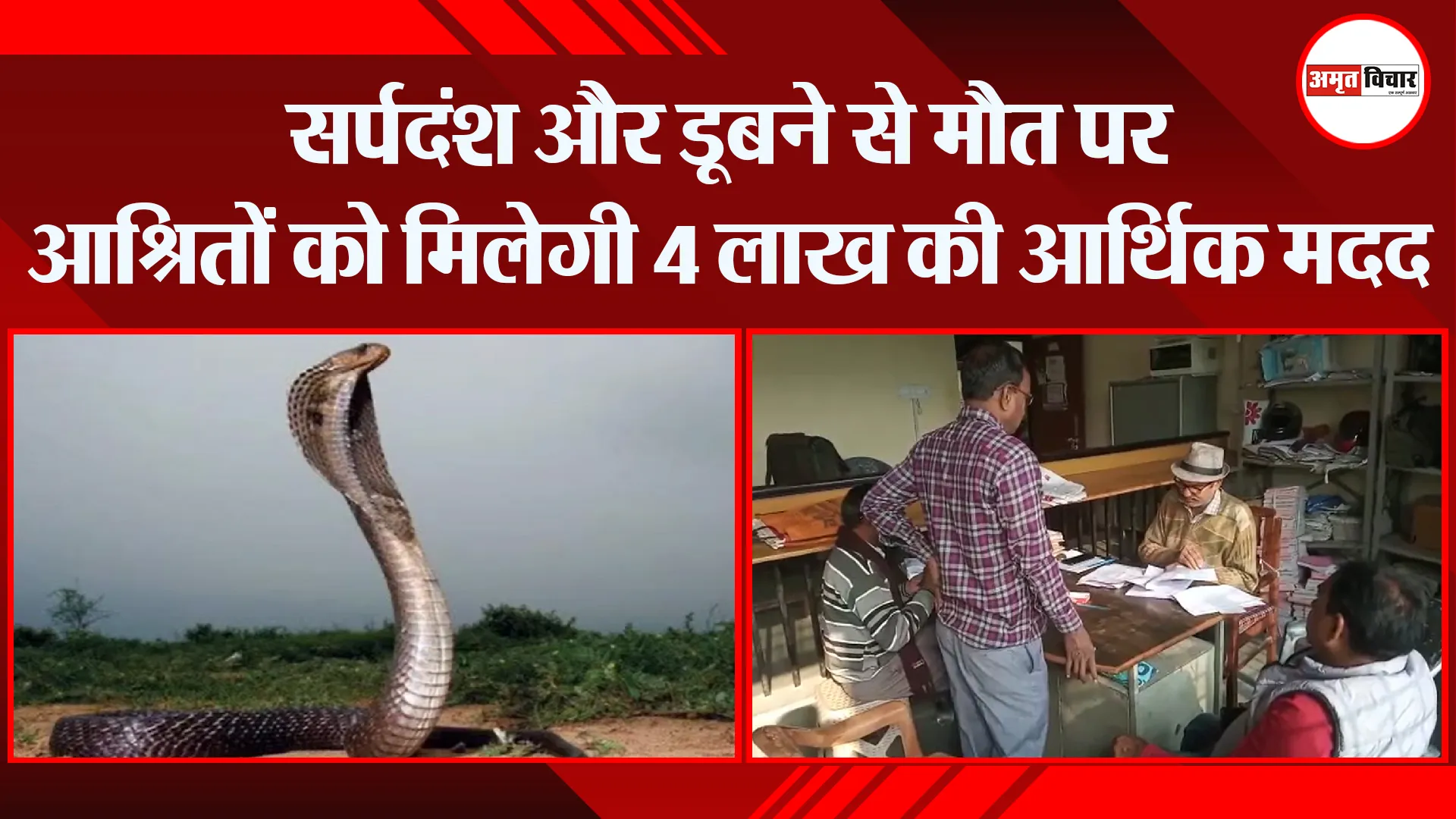 उन्नाव: सर्पदंश और डूबने से मौत पर आश्रितों को मिलेगी 4 लाख की आर्थिक मदद