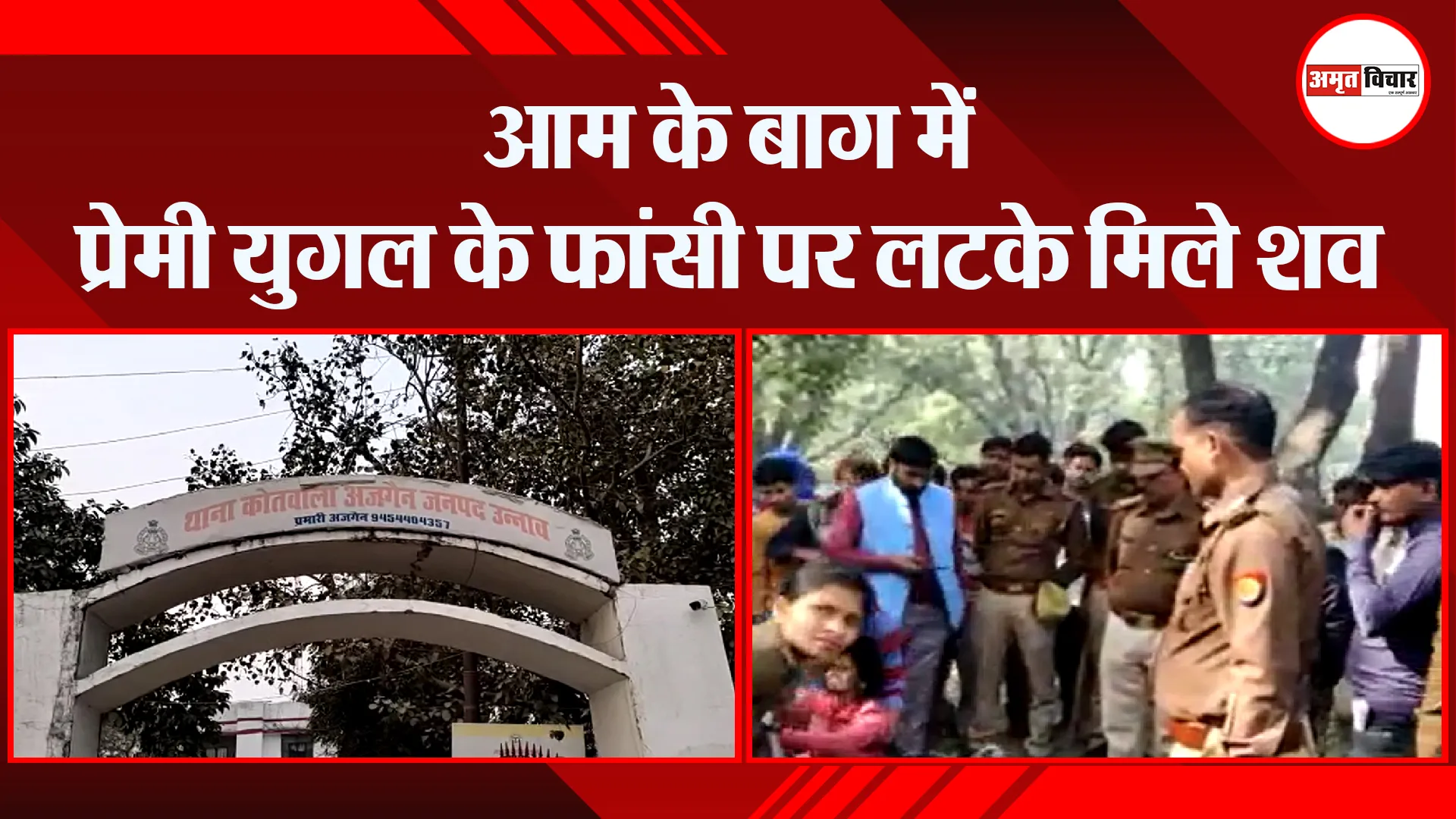 उन्नाव: आम के बाग में प्रेमी युगल के फांसी पर लटके मिले शव