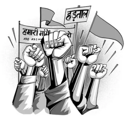 बाजपुर: नियोजन की मांग को लेकर भूख हड़ताल पर बैठे आश्रितों का प्रदर्शन