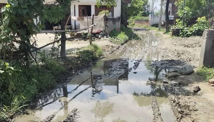 सीतापुर: नहीं सुनी जा रही फरियाद, कीचड़ से गुजरने को मजबूर