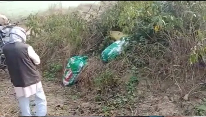 रायबरेलीः स्कार्पियो सवार लोगों ने नकली शराब से भरी बोरियां जंगल में फेंकी