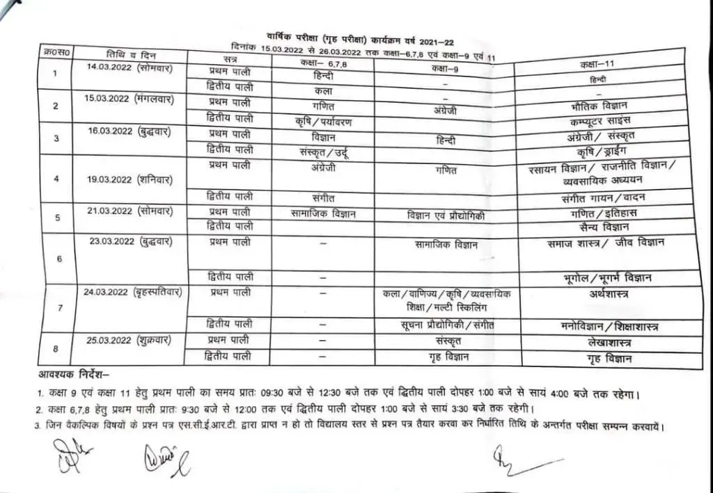 हल्द्वानी: 6,7,8,9 व 11वीं की वार्षिक (गृह) परीक्षाओं का कार्यक्रम जारी