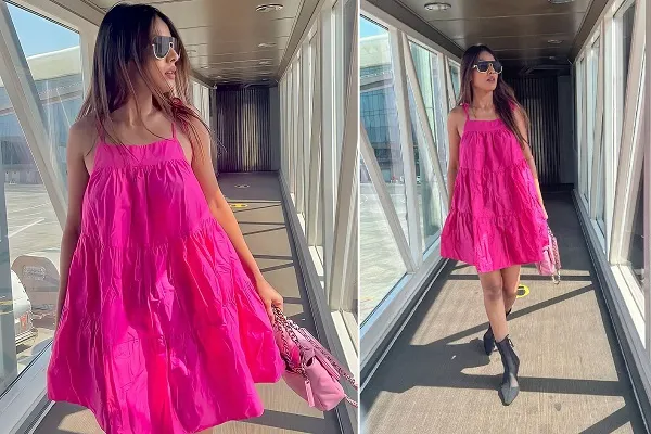 Nia Sharma Photos : पिंक शॉर्ट ड्रेस में निया शर्मा का एयरपोर्ट लुक, सिजलिंग अदाएं देख दिल हार बैठे फैंस