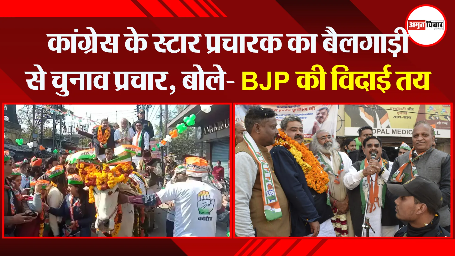 बरेली: कांग्रेस के स्टार प्रचारक का बैलगाड़ी से चुनाव प्रचार, बोले- BJP की विदाई तय
