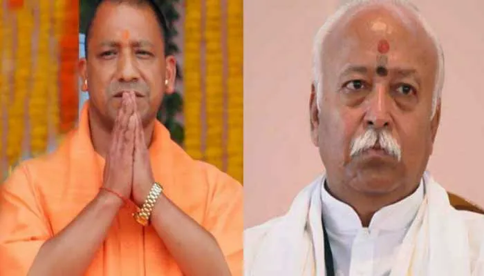 शपथ ग्रहण करने से पूर्व योगी आदित्यनाथ ने गोरखपुर में संघ प्रमुख से की मुलाकात