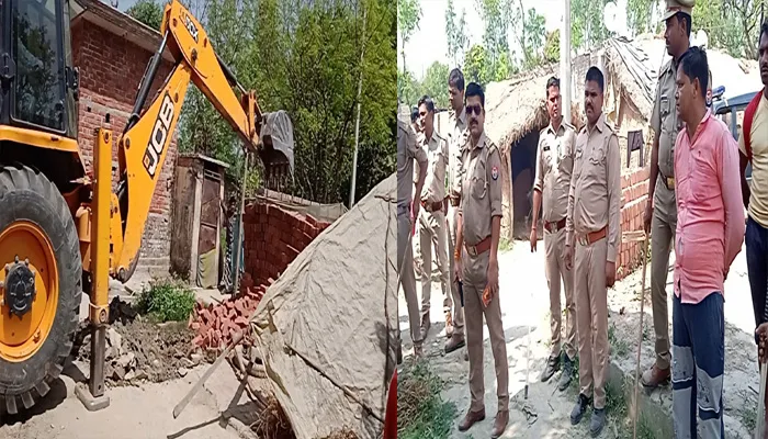 बहराइच: फखरपुर में चला बुलडोजर, दो मकानों को ढहाया