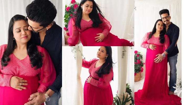 Bharti-Harsh Photos: पिंक ड्रेस में  बेबी बंप फ्लॉन्ट करते हुए कॉमेडियन ने शेयर की फोटो