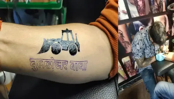 वाराणसी:  ‘बुलडोजर बाबा’ का समर्थकों में दिखा क्रेज, बनवा रहे हाथों में टैटू
