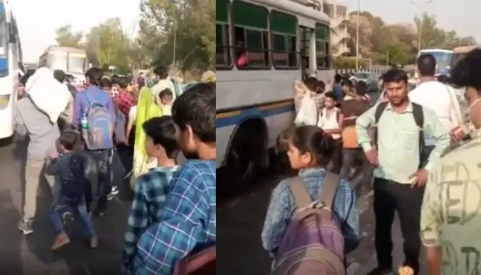 आगरा: यात्रियों को बसों के लिये करना पड़ा घंटों इंतजार, स्टेशनों पर उमड़ी भीड़