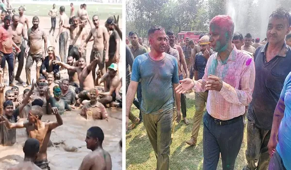 मुरादाबाद : डीएम-एसएसपी ने मातहतों संग खेली कीचड़ और गुलाल की होली, डीजे की धुन पर खूब थिरके