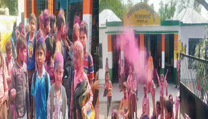 हरदोई: छाने लगा होली का रंग, स्कूलों में छुट्टियां होते ही बच्चों ने उड़ाया अबीर गुलाल