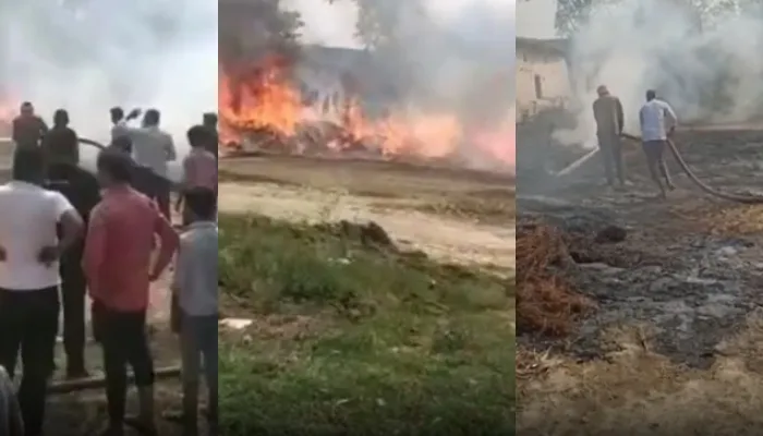 बांदा: 45 बीघे सरसों की फसल जलकर हुई खाक, कड़ी मशक्कत के बाद आग पर पाया काबू