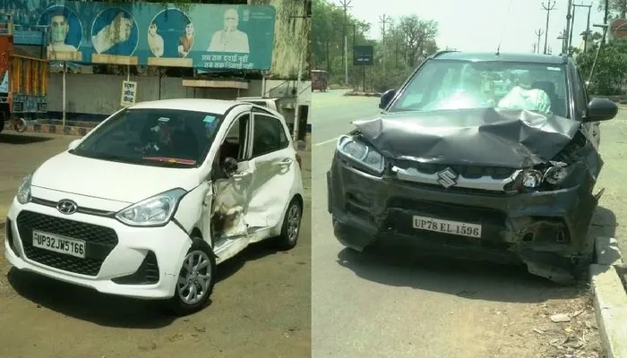 उन्नाव: सड़क हादसे में बाल-बाल बचे समाज कल्याण विभाग कर्मी, कारें हुईं बुरी तरह क्षतिग्रस्त