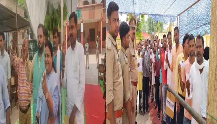 बहराइच: कतार में मतदान करने पहुंचे लोग, 12 बजे तक 59 प्रतिशत हुआ मतदान