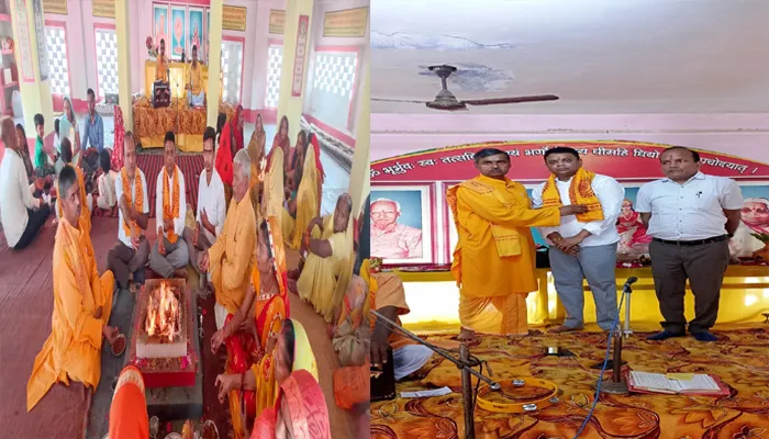 बहराइच: यज्ञशाला में श्रद्धालुओं ने डाली आहुति, SDM के साथ अन्य का हुआ सम्मान