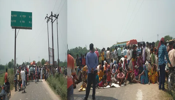 बहराइच: इमामगंज चौराहा पर पहुंचे ग्रामीणों ने शुरू किया धरना, लगा जाम