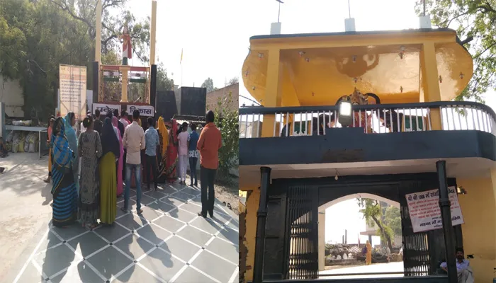 बहराइच: स्कंद माता की पूजा अर्चना के लिए पहुंचे श्रद्धालु, लगी भीड़