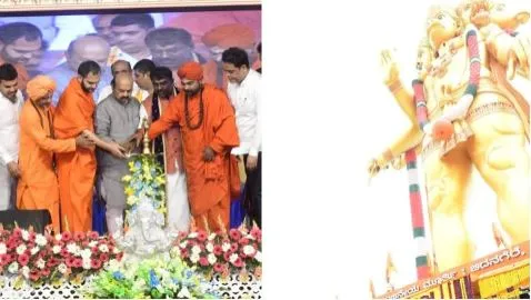 बोम्मई ने किया 161 फीट की पंचमुखी हनुमान की प्रतिमा का उद्घाटन 