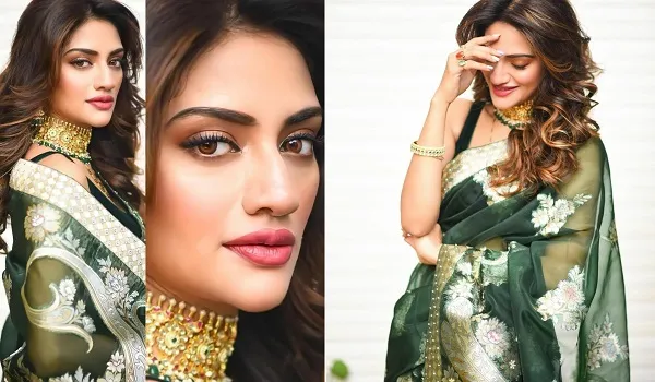 Nusrat Jahan Photos : ट्रांसपेरेंट साड़ी पहनकर नुसरत जहां ने शरमाते हुए दिए गजब पोज, फैंस बोले- ‘looking so beautiful’