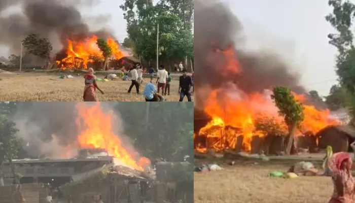 बहराइच: अज्ञात कारणों से लगी आग, सूचना के बाद भी नहीं पहुंची दमकल विभाग की टीम