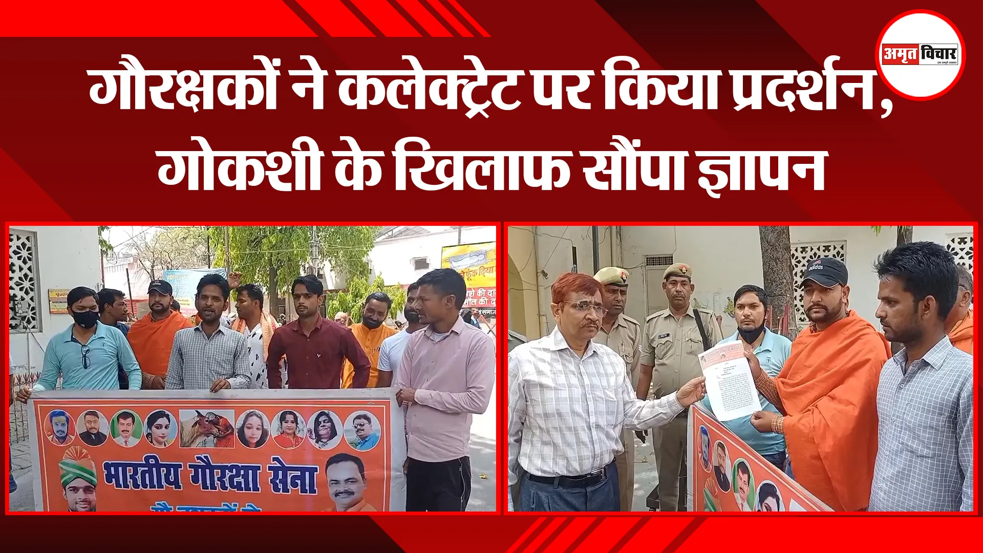 मुरादाबाद: गौरक्षकों ने कलेक्ट्रेट पर किया प्रदर्शन, गोकशी के खिलाफ सौंपा ज्ञापन