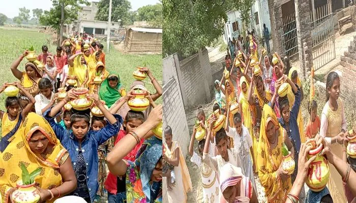 बहराइच: कलश यात्रा के साथ राम जानकी मंदिर परिसर में मानस प्रवचन का हुआ शुभारंभ