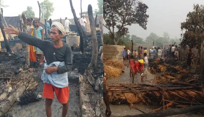 बहराइच: अज्ञात कारणों से लगी आग, 12 मकान जलकर राख, सूचना के बाद भी नहीं पहुंचा दमकल