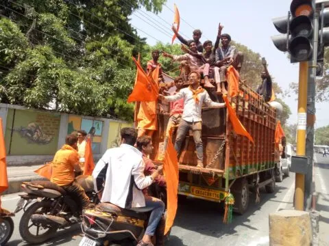 भगवा रक्षा वाहनी ने बिंदुखत्ता से हल्द्वानी तक निकाली भगवा सम्मान यात्रा, हवा में उड़ा केसरिया