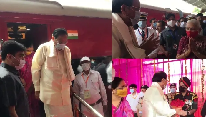 अयोध्या पहुंचे उपराष्ट्रपति एम वेंकैया नायडू, राज्यपाल आनंदीबेन पटेल ने किया स्वागत