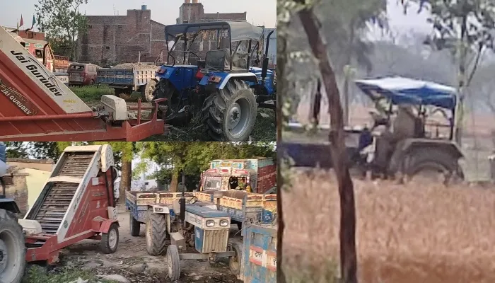 बहराइच: मिट्टी खुदाई में लगी मशीन और चार ट्रैक्टर ट्राली हुई सीज, खनन विभाग ने की कार्रवाई