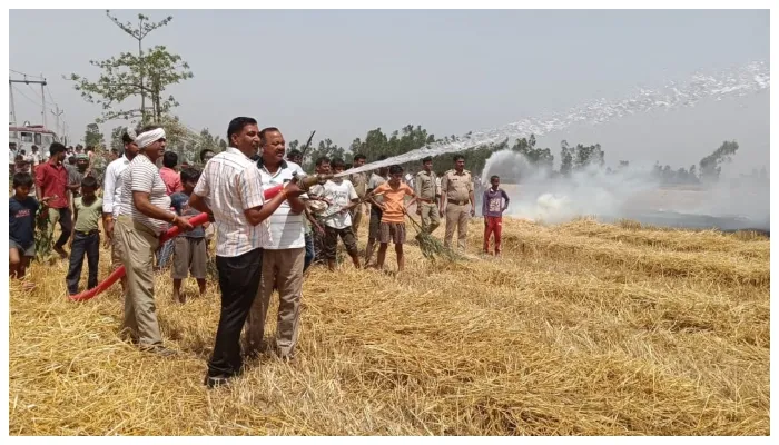 बहराइच: आग ने मचाई तबाही, तीन तहसील में 70 बीघा से अधिक गेहूं की फसल जली