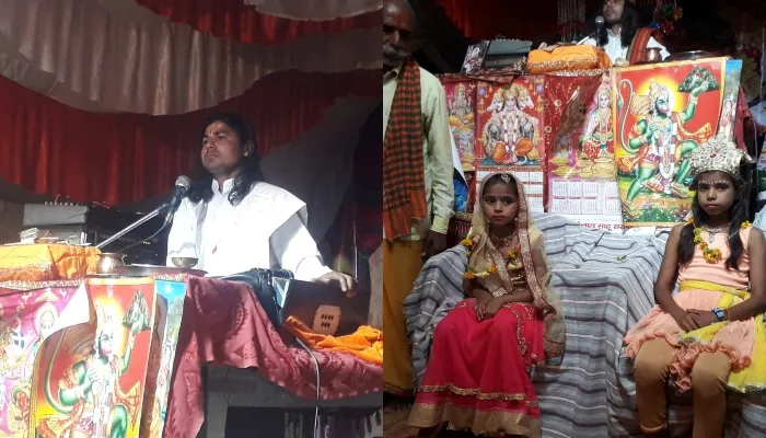 बाराबंकी: श्रीमद् भागवत कथा में प्रस्तुत की गई रुक्मणी विवाह की झांकी, भक्तों ने धूमधाम से निकाली बारात