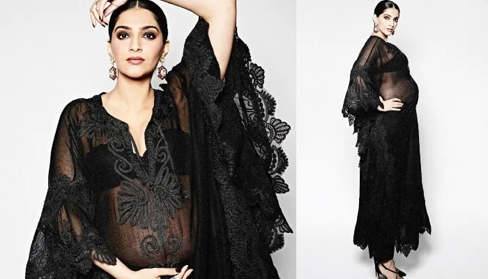 Sonam Kapoor Photos: ब्लैक ट्रांसपेरेंट कफ्तान में बेबी बंप फ्लॉन्ट करती दिखीं एक्ट्रेस, देखें फोटोशूट