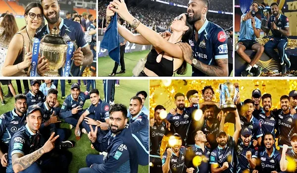 गुजरात टाइटंस ने इस अंदाज में मनाया जीत का जश्न, पत्नी संग ट्रॉफी लिए नजर आए हार्दिक पांड्या, देखें PHOTOS