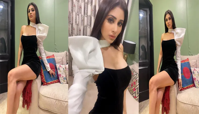 Mouni Roy ने ब्लैक शॉर्ट ड्रेस में ढाया कहर, सोफे पर बैठ कर दिए किलर पोज, देखें Photos