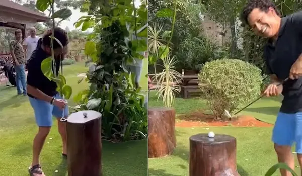 सचिन तेंदुलकर ने गोल्फ पर आजमाया हाथ, देखें वीडियो