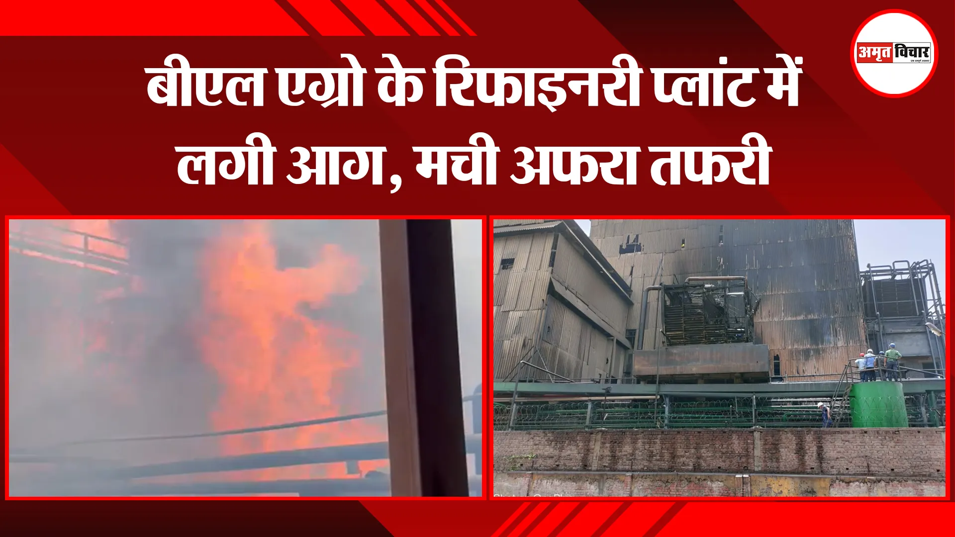 बरेली: बीएल एग्रो के रिफाइनरी प्लांट में लगी आग, मची अफरा तफरी