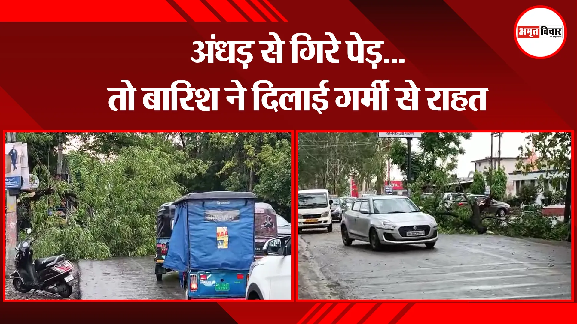 हल्द्वानी: अंधड़ से गिरे पेड़…तो बारिश ने दिलाई गर्मी से राहत