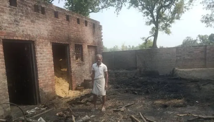 हरदोई: विद्युत मीटर में स्पार्किंग से घर लगी आग, हजारों का हुआ नुकसान, मवेशी भी झुलसे