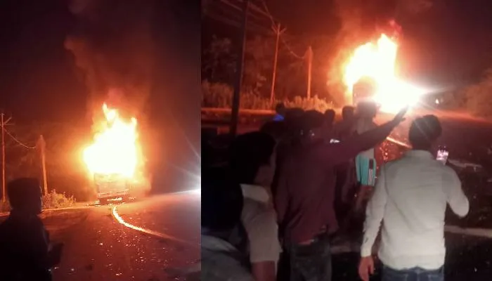 हरदोई: बाइक से टकराने के बाद बारातियों से भरी बस में लगी आग, एक की मौत